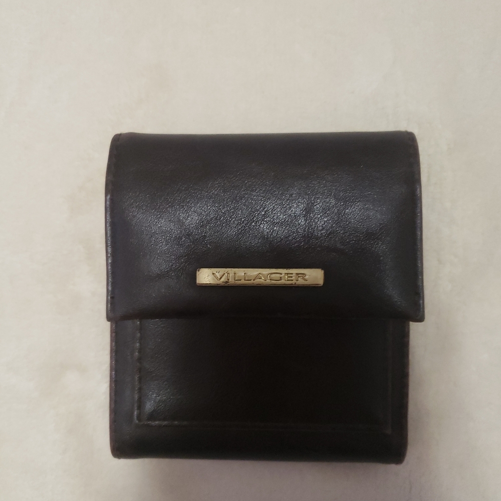 Villager Womens small brown leather trifold wallet